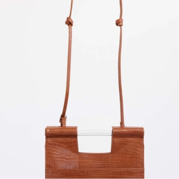 BEIS | NWT - Faux Crocodile Crossbody Bag Clutch in Cognac - Convertible Purse - Picture 3 of 5